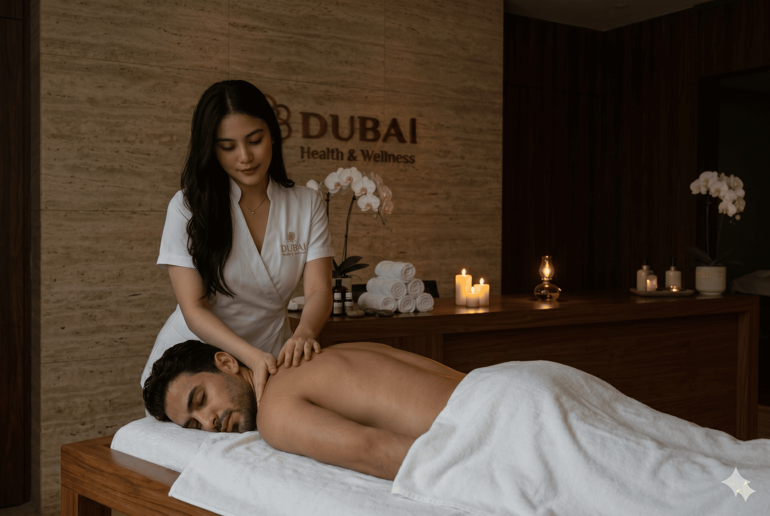 Male client relaxing during professional facial/massage treatment